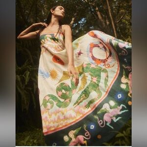 ALÉMAIS Seeker printed linen midi dress